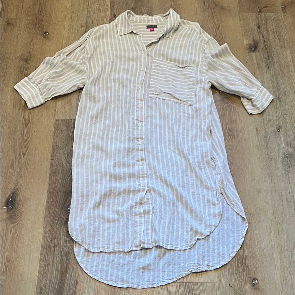 Vince Camuto Striped Shirt Dress Large